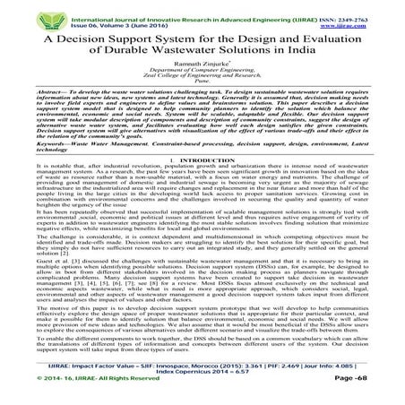 A Decision Support System for the Design and Evaluation of Durable Wastewater...