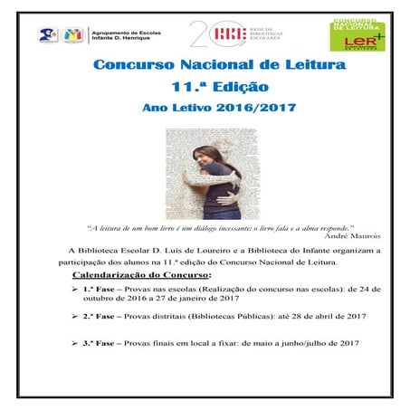 11.ª edição do concurso nacional de leitura 2016 - 2017