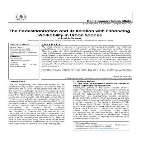 The Pedestrianisation and Its Relation with Enhancing Walkability in Urban Sp...