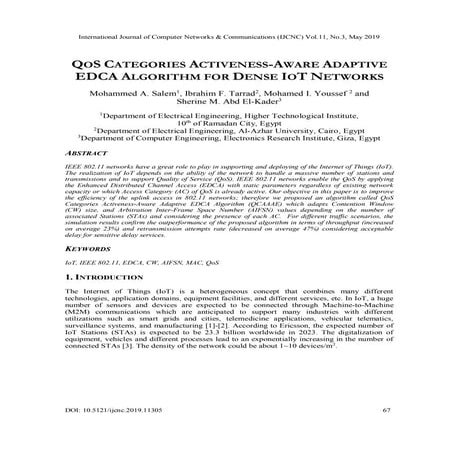 QOS CATEGORIES ACTIVENESS-AWARE ADAPTIVE EDCA ALGORITHM FOR DENSE IOT NETWORKS