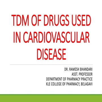 Therapeutic drug monitoring of cardiovascular drugs