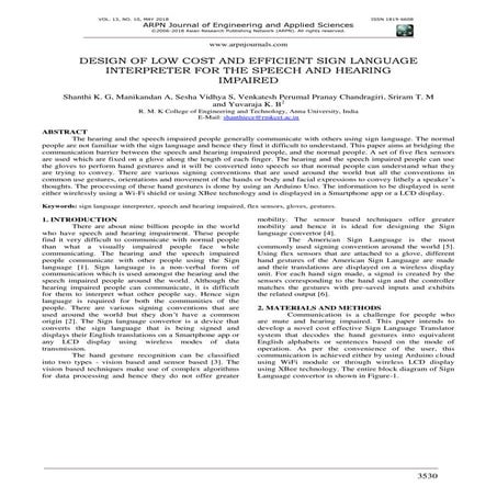 DESIGN OF LOW COST AND EFFICIENT SIGN LANGUAGE INTERPRETER FOR THE SPEECH AND...