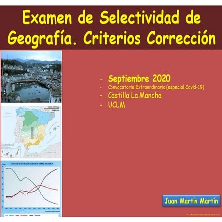 Criterios Corrección de Geografía.  septiembre 2020. (Soluciones al examen)
