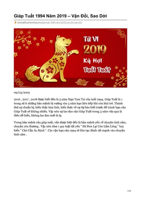 Giáp Tuất 1994 Nam 2019 - Vận Mệnh, Tình Duyên và Hóa Giải Hạn Tuổi