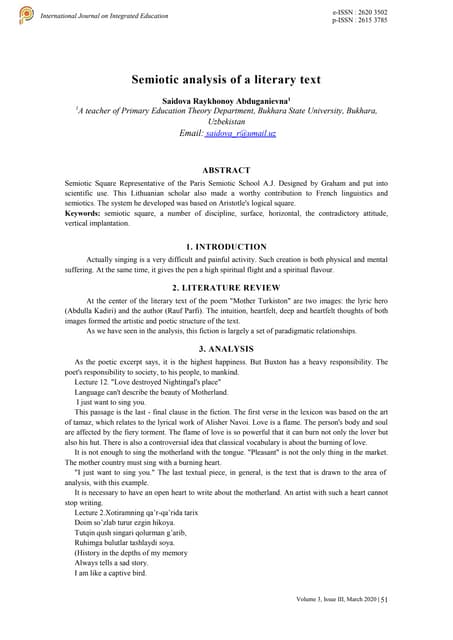 Semiotic analysis of a literary text