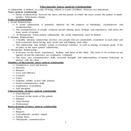 Therapeutic nurse patient relationship in psychiatry