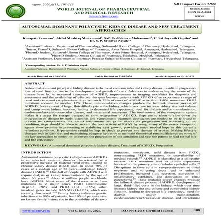  AUTOSOMAL DOMINANT POLYCYSTIC KIDNEY DISEASE AND NEW TREATMENT APPROACHES