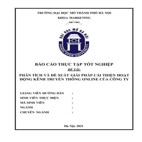 PHÂN TÍCH VÀ ĐỀ XUẤT GIẢI PHÁP CẢI THIỆN HOẠT ĐỘNG KÊNH TRUYỀN THÔNG ONLINE C...