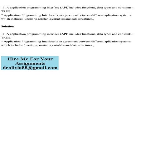 11. A application programming interface (API) includes functions, da.pdf image.