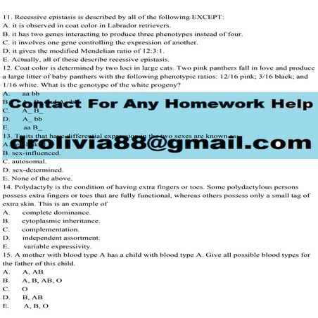 11. Recessive epistasis is described by all of the following EXCEPT.pdf