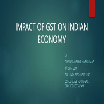 Into the Impact of GST in Indian Economy