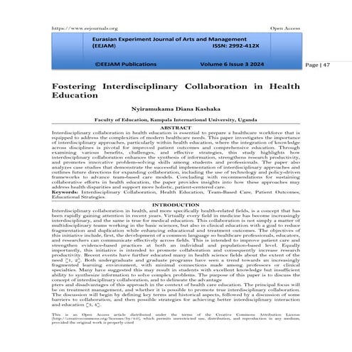 Fostering Interdisciplinary Collaboration in Health Education (www.kiu ...