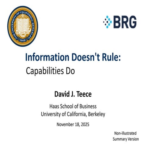 Summary: Information Doesn't Rule - Capabilities Do