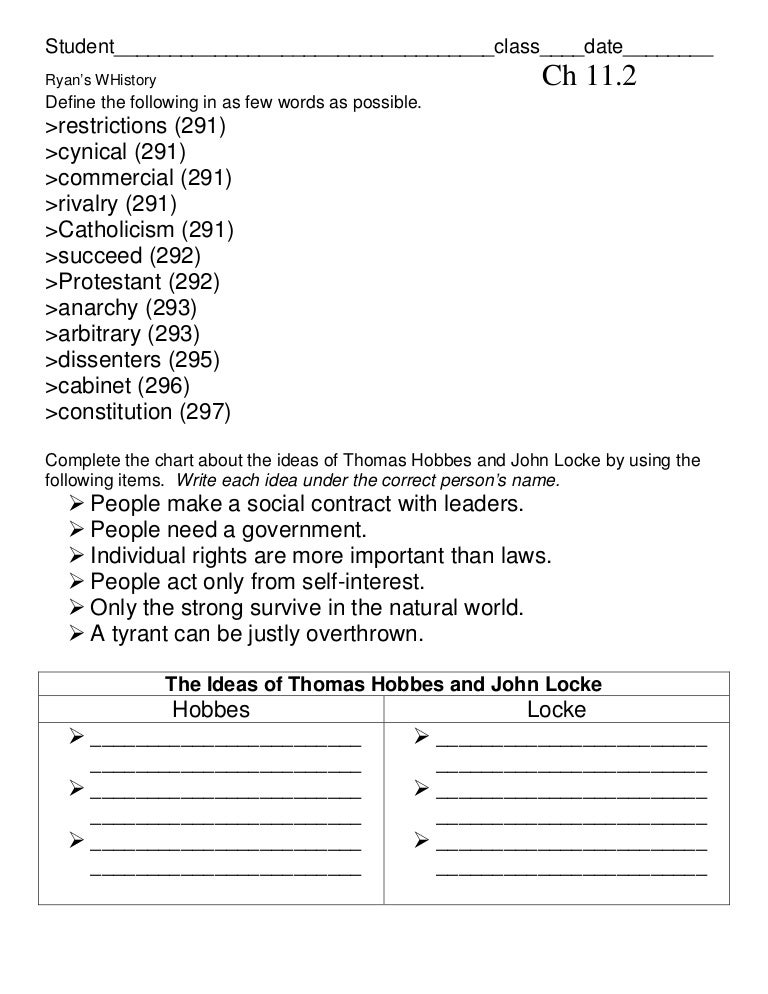 Hobbes Vs Locke Chart