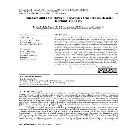 Practices and challenges of preservice teachers on flexible learning ...