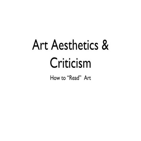 Introduction to Aesthetics