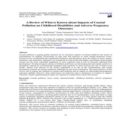 11.a review of what is known about impacts of coastal pollution on childhood ...