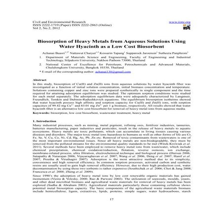 11.biosorption of heavy metals from aqueous solutions using water ...