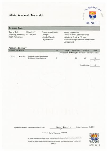 UWA degree confirmation letter | PDF