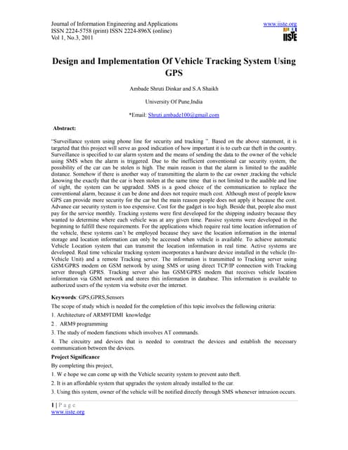 11.design and implementation of vehicle tracking system using gps