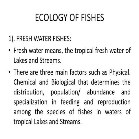 ECOLOGY OF FISHES.pptx full presentation | PPT