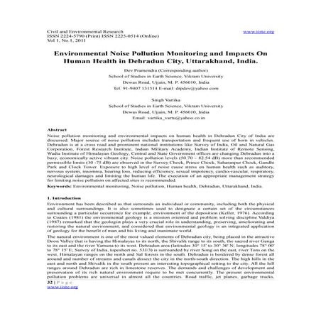 Noise pollution assessment in greater agartala city a case study | PDF