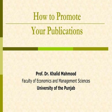 How to promote your publications