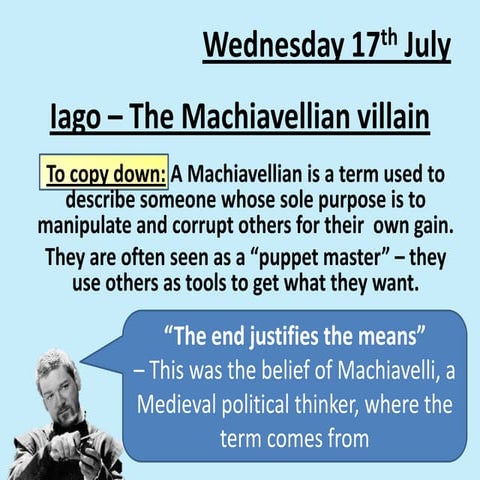 11   iago – the machiavellian villain