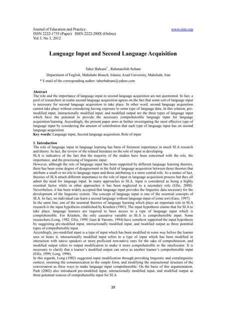 11.language input and second language acquisition