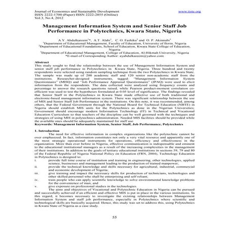 11.management information system and senior staff job performance in polytech...