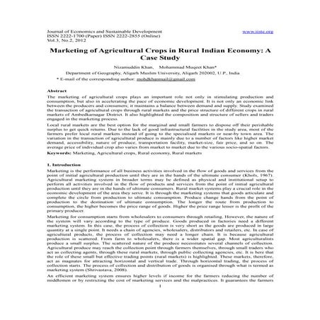 11.marketing of agricultural crops in rural indian economy a case study