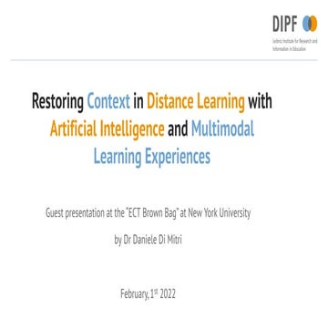 Guest Lecture: Restoring Context in Distance Learning with Artificial Intelli...