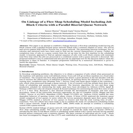 11.on linkage of a flow shop scheduling model including job block criteria wi...