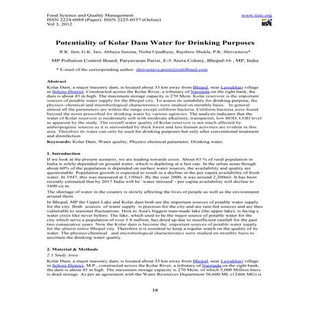 Quality analysis of drinking water in bhopal city | PDF