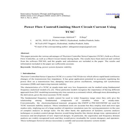 11.power flow control limiting short circuit current using tcsc