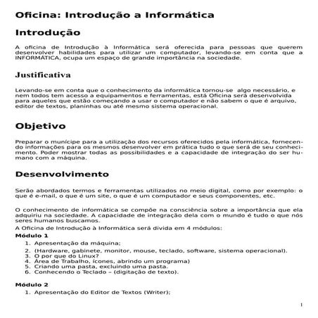 11 projeto de introducao a informatica | PDF
