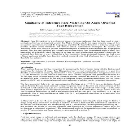 11.similarity of inference face matching on angle oriented
