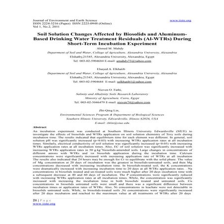 11.soil solution changes affected by biosolids and aluminum