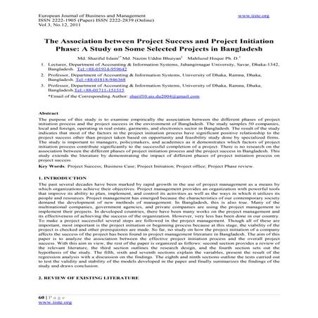 11.the association between project success and project initiation phase
