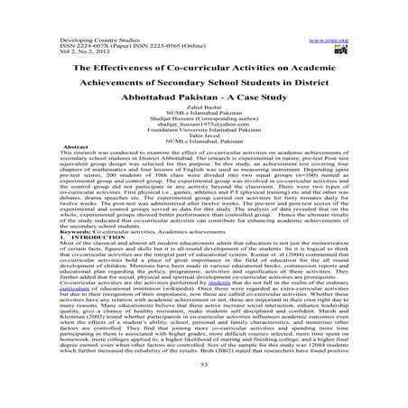11.the effectiveness of co curricular activities on academic achievements of ...