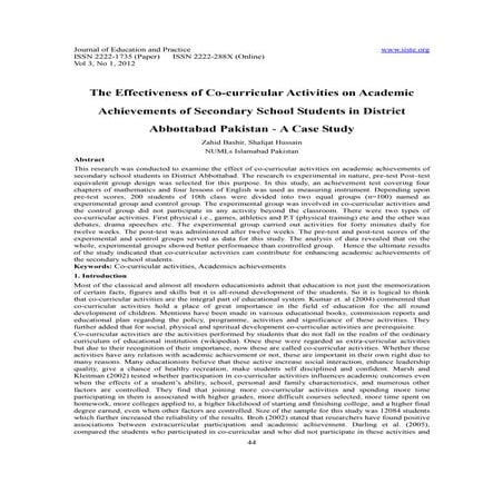 11.the effectiveness of co curricular activities on academic achievements of ...