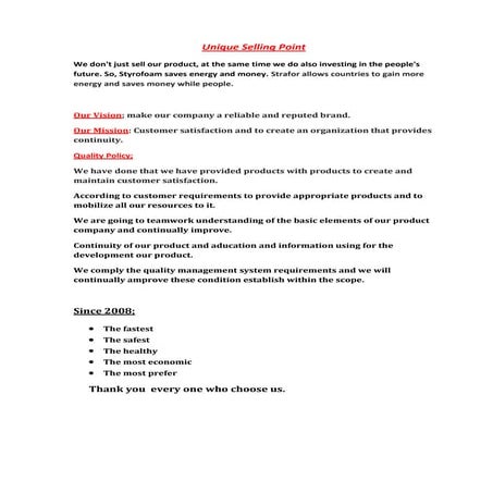 #11 unique selling point | DOCX