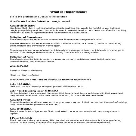 11. What is Repentence? Notes