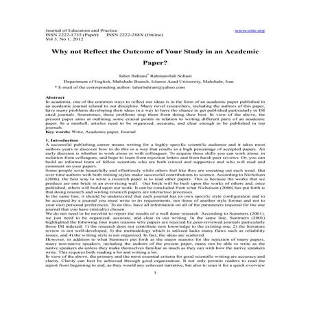 11.why not reflect the outcome of your study in an academic paper