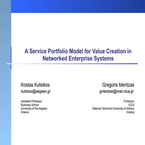 Kutsikos - A Service Portfolio Model 