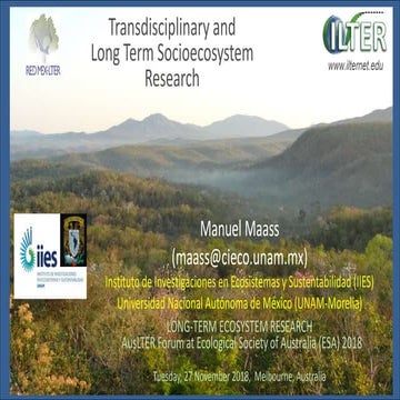 Dr Manuel Maass (National Autonomous University of Mexico) presenting at the ...