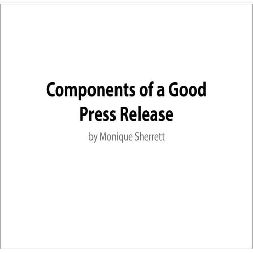 Pub 355W: Components of a Press Release