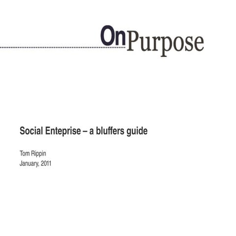 Diagnosis Salon | Social Enterprise, a bluffers guide | Tom Rippon | PDF