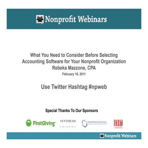 Selecting Accounting Software for Your Nonprofit