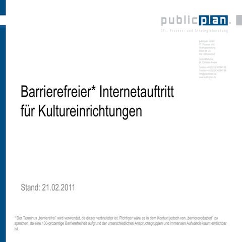 Barrierefreier Internetauftritt für Kultureinstitutionen